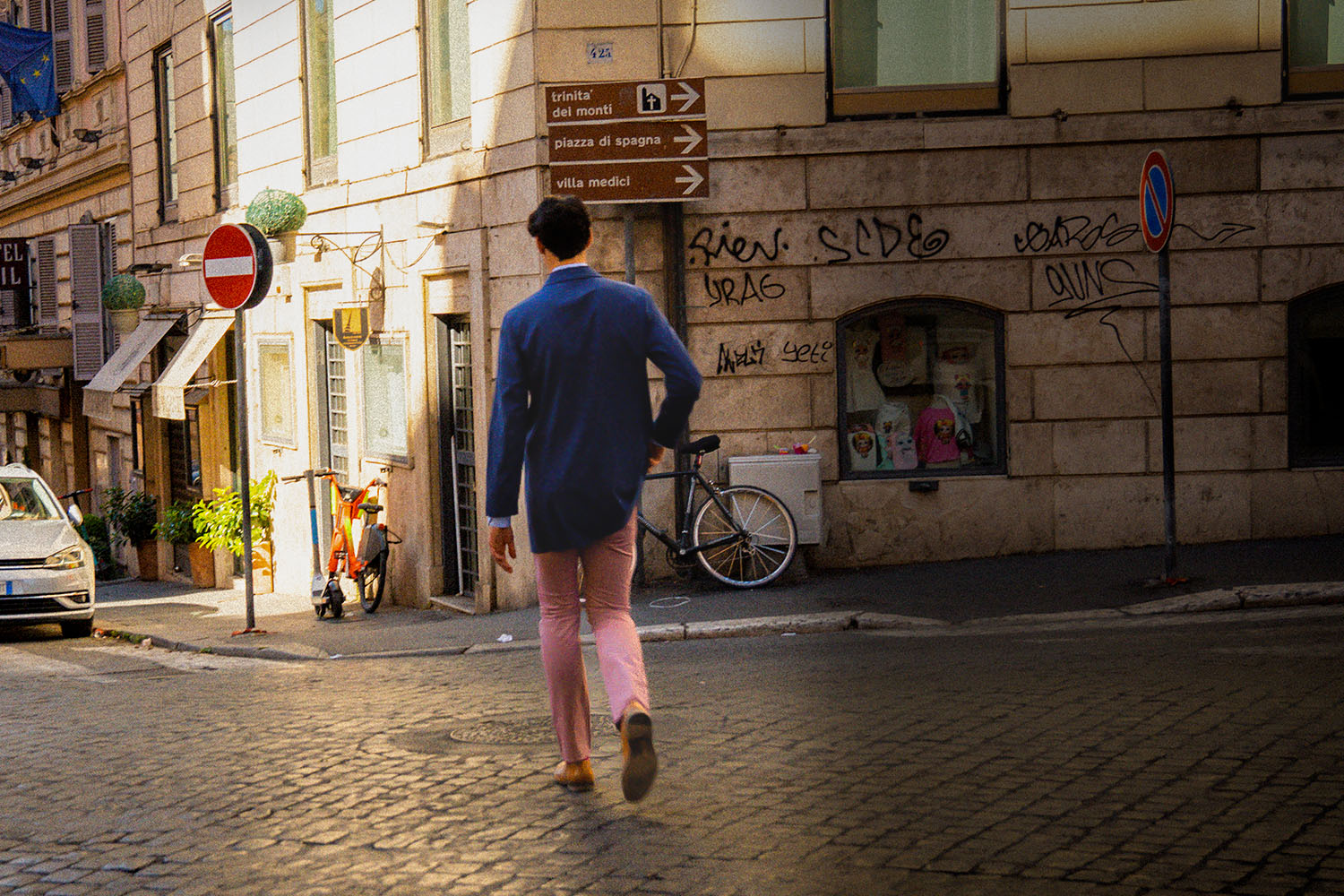 Man walking in the streets of Rome