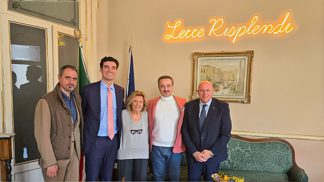 Luca Giusto (General Manager of Italy) Nicolas Segura (President), the Mayor of Lecce, Adriana Poli Bortone, tenor Luciano Lamonarca, and Ugo Lisi.